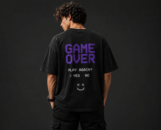 Game Over Washed Cotton Oversized Tee